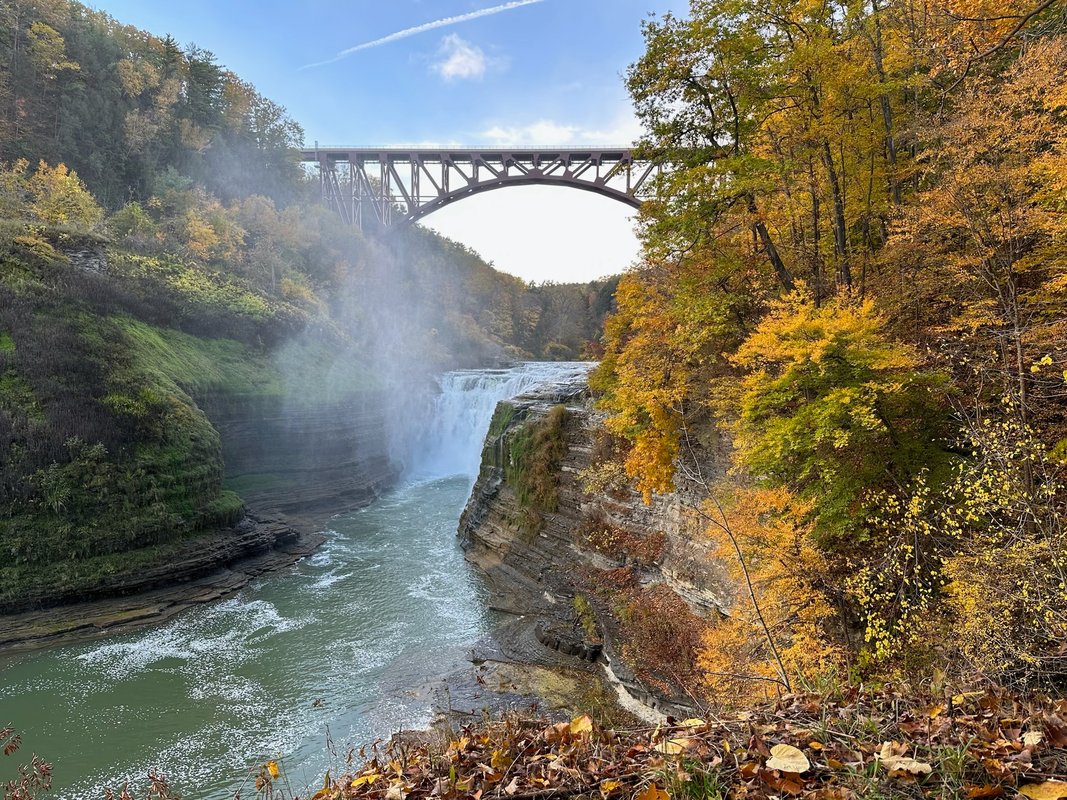 Before and after comparison of Autumn Leaves at Letchworth Falls - before